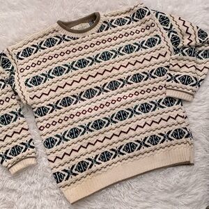 Vintage 90’s Bill Blass patterned multi color knit sweater